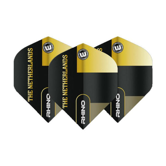 Winmau Rhino Extra Thick Standard "Netherlands" Black & Gold Flights